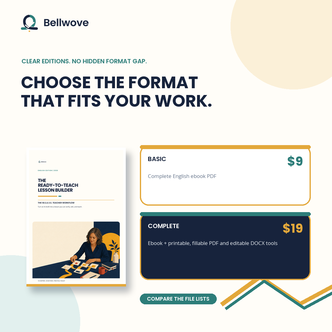 Bellwove Complete edition comparison with ebook and reusable teacher templates